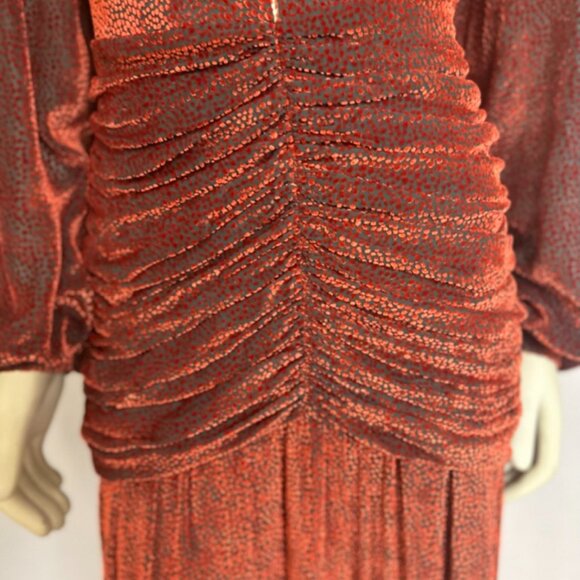 NWT Costarellos russet orange velvet maxi dress sz 44 - Picture 4 of 13